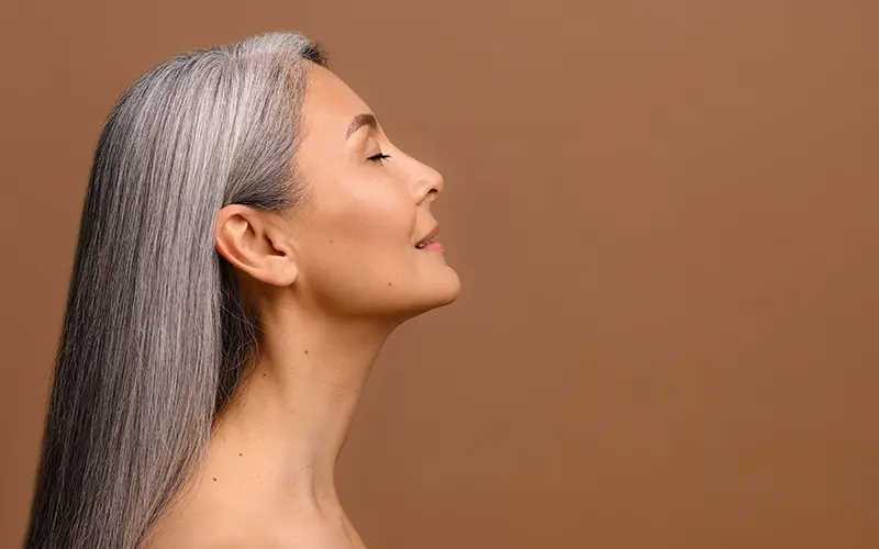 elderly woman with healthy skin